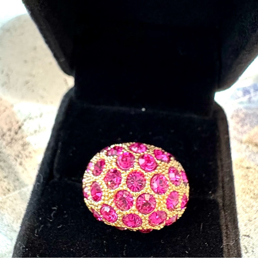 Kate Spade Vintage Gold and Pink Crystal Women's Ring